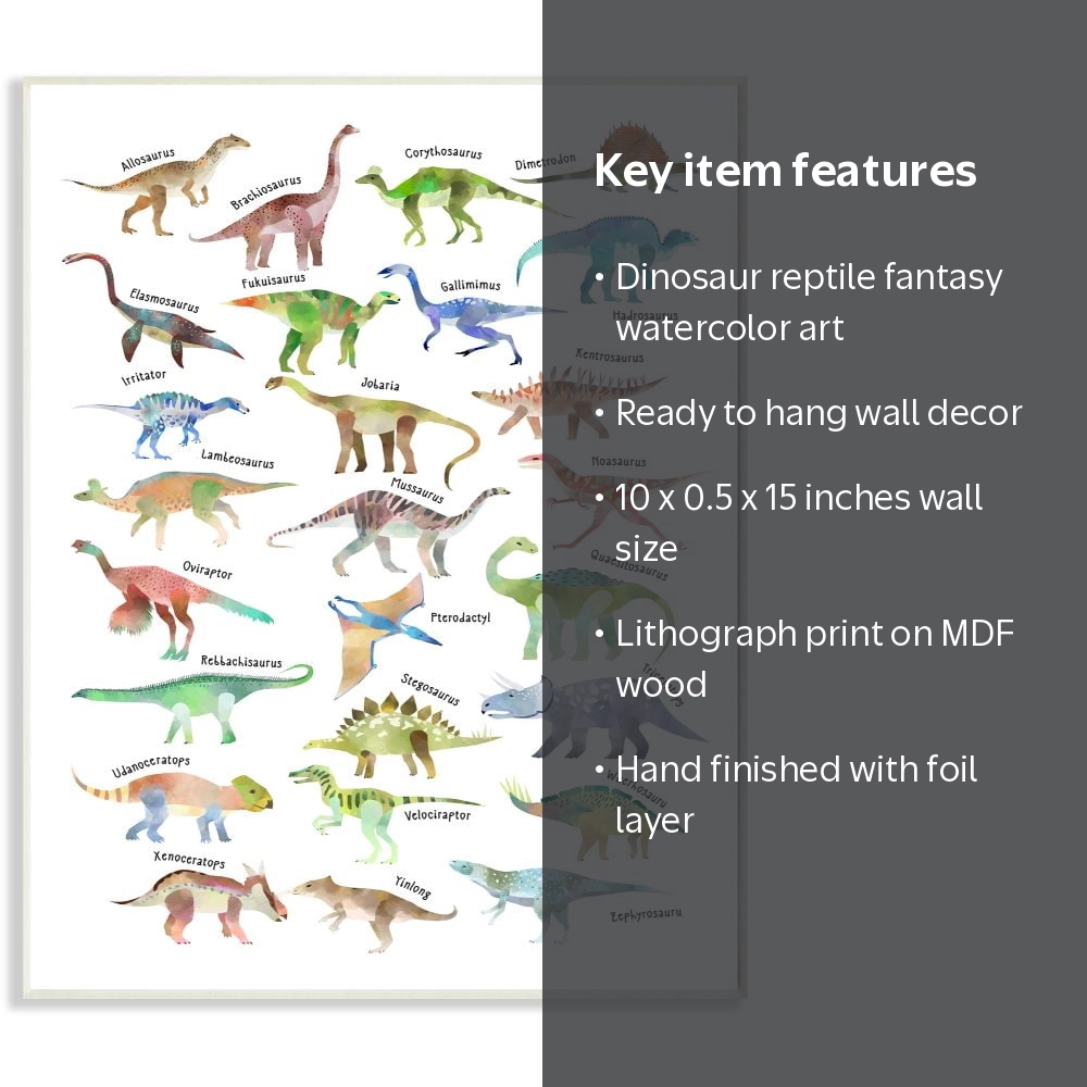 Stupell Industries Children's Dino Chart Dinosaur Reptile Fantasy