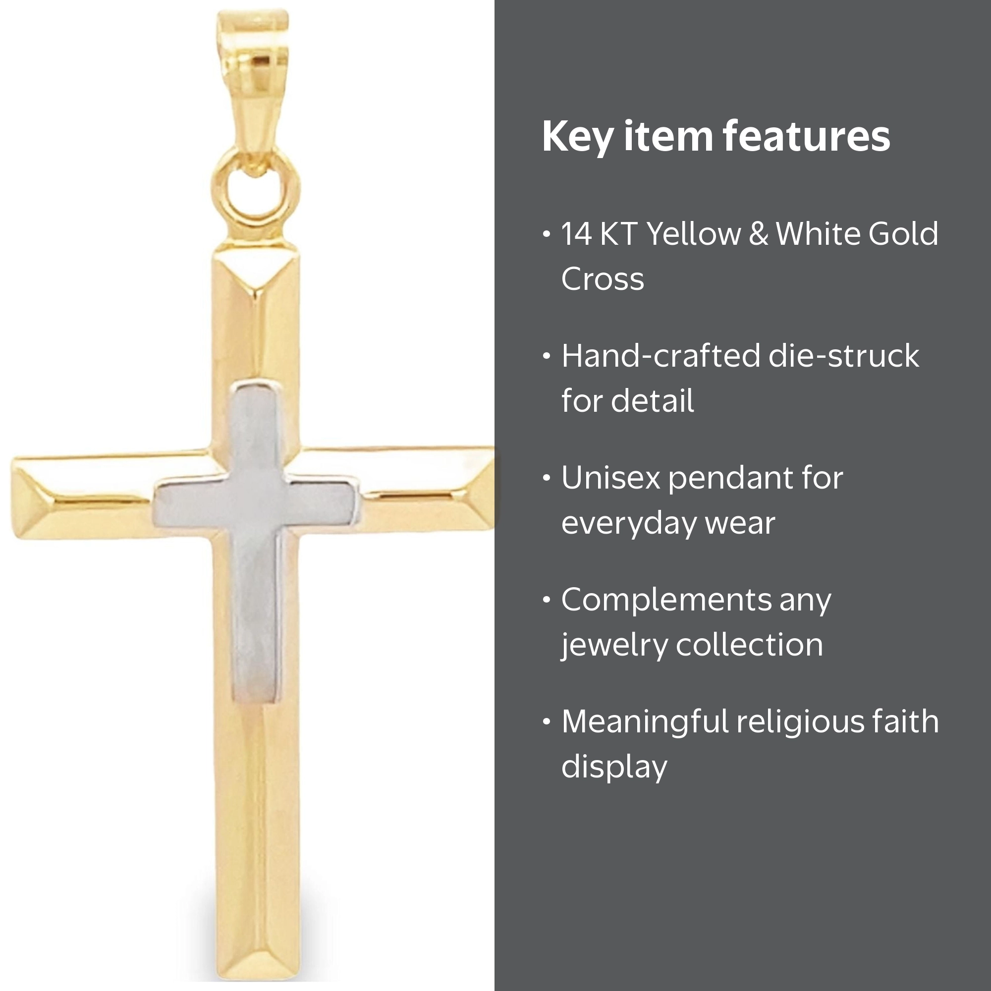 Brilliance Fine Jewelry 14 KT Two Tone Cross with Cross Design