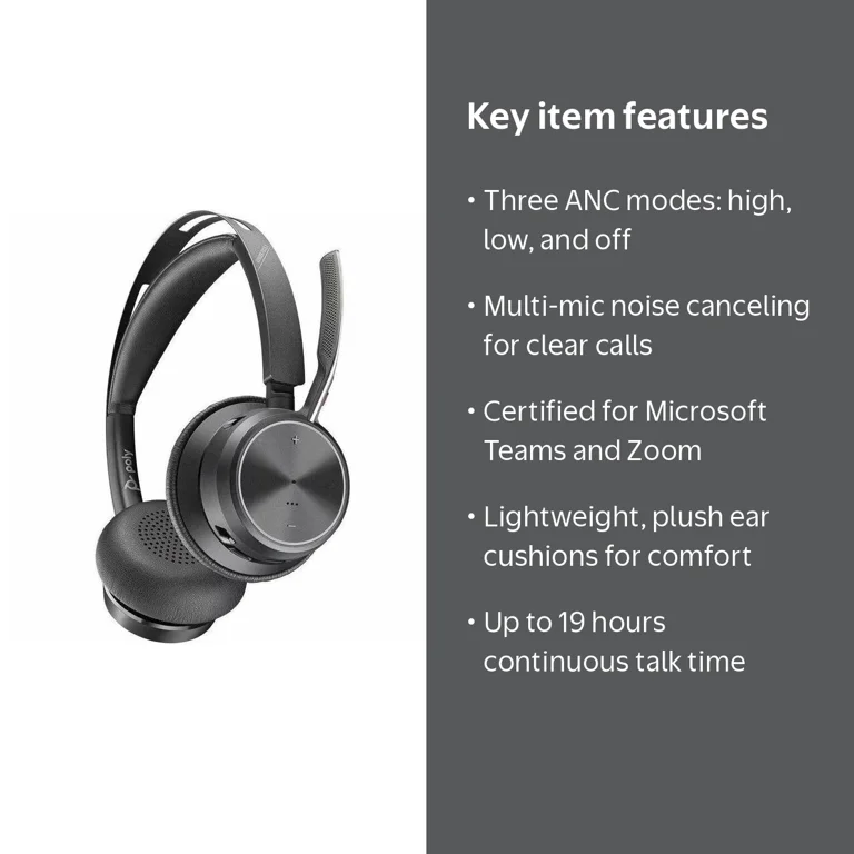 Poly Voyager Focus 2 UC USB-C Bluetooth Stereo Headset with Boom