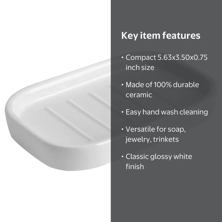 Mainstays Basic Rectangular Ceramic Soap Dish White - Walmart.com