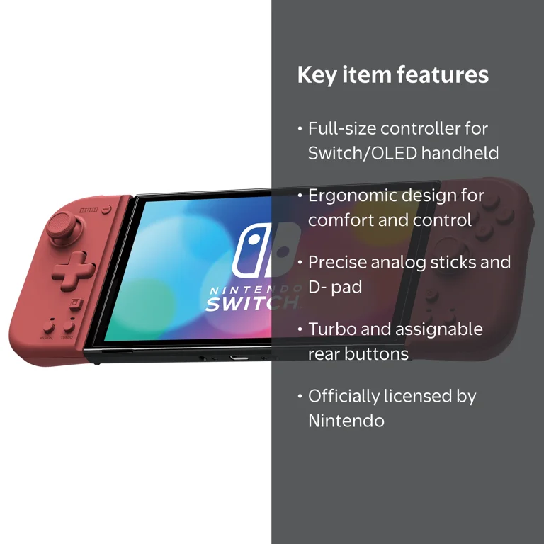 HORI, Nintendo Switch Controller, Apricot Red, Split Pad Compact
