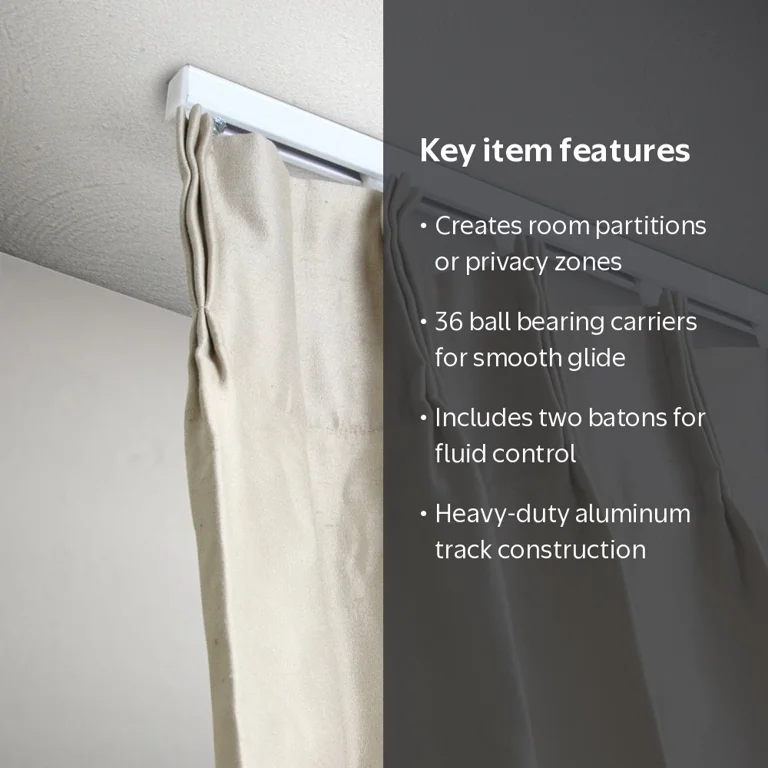 InStyleDesign Heavy Duty White Ceiling Curtain Track / Room Divider 144 inch (12ft InStyleDesign Heavy Duty White Ceiling Curtain Track / Room Divider 144 inch (12ft