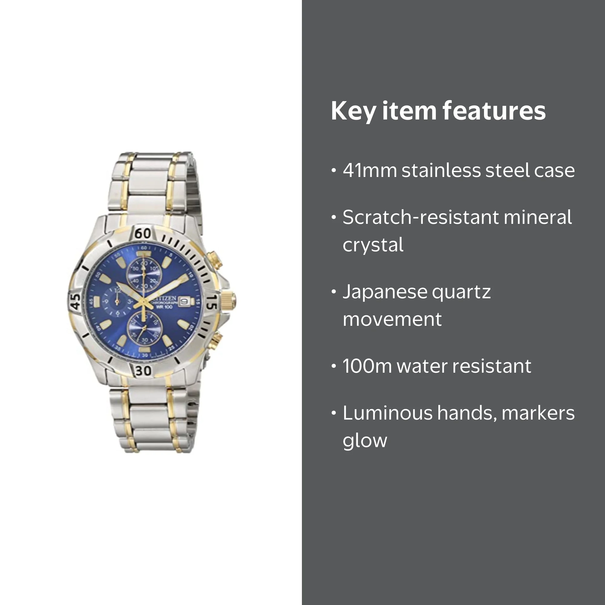 Citizen Men's Quartz Chronograph Watch, Two-Tone Steel, 41mm