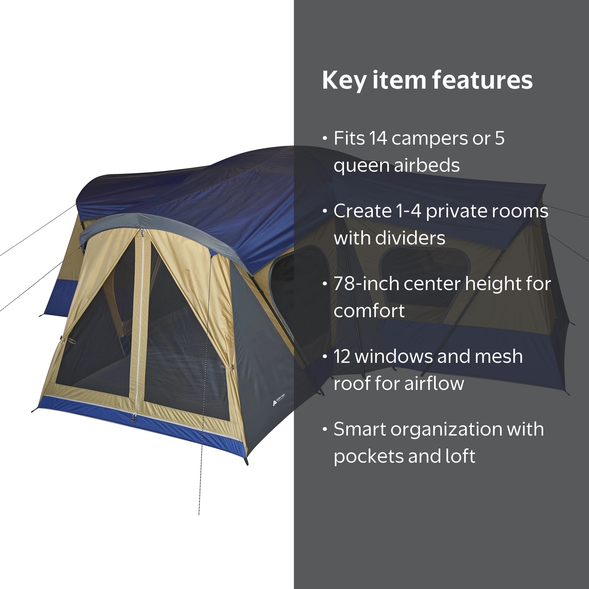 14-Person 4-Room Base Camp Tent with 4 Entrances - Walmart.com