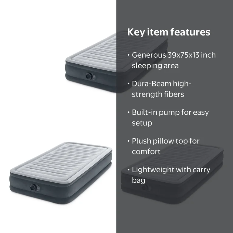 Intex Comfort Deluxe Dura-Beam Plush Airbed Mattress, Portable