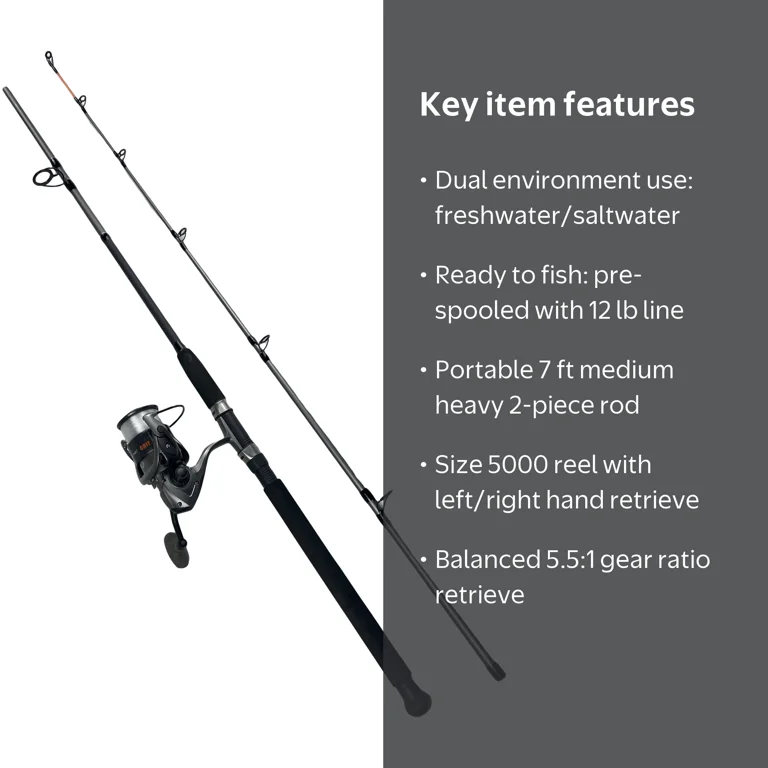 Ozark Trail Grit Stick 7ft Medium Heavy Spinning Combo with 5000
