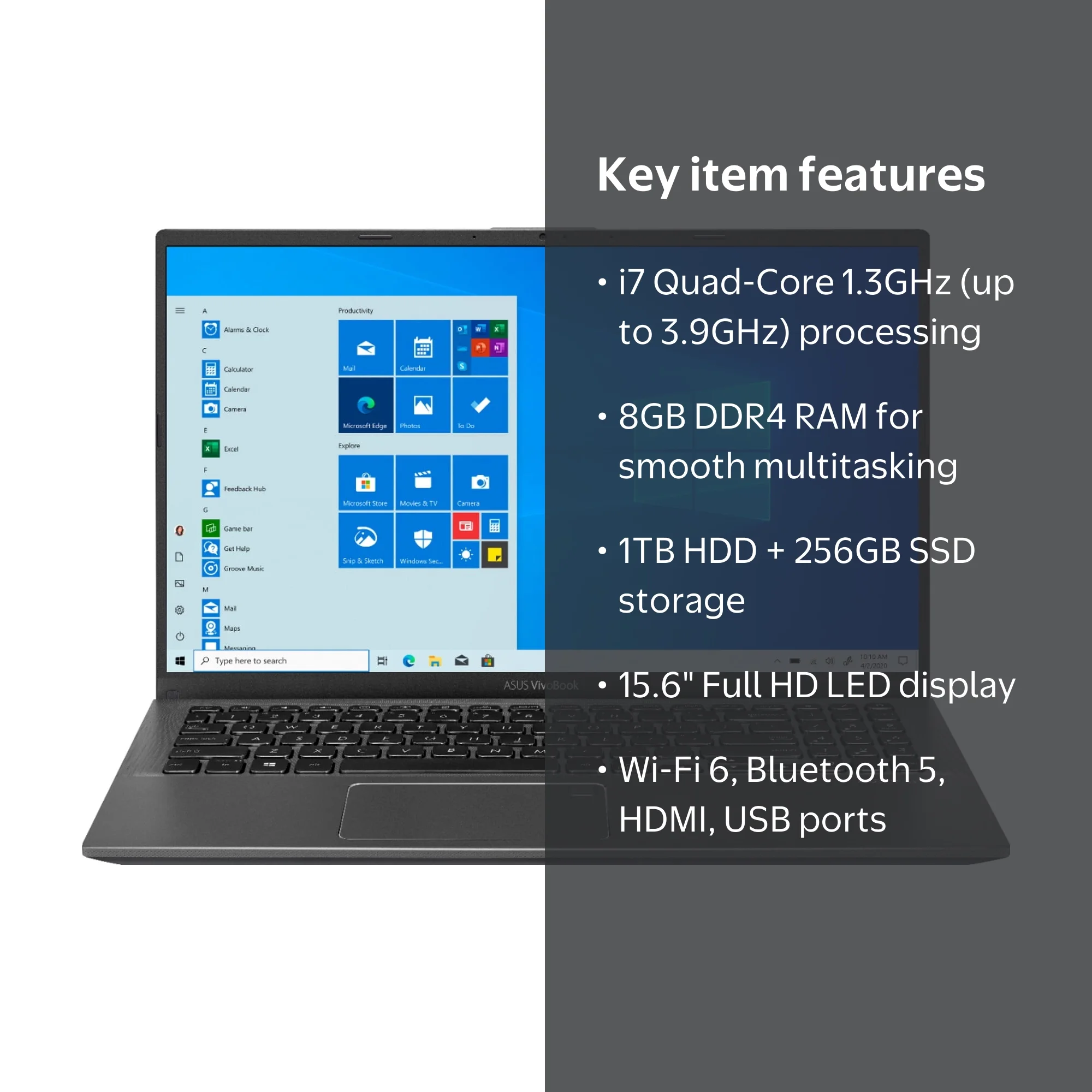 ASUS Vivobook FHD Computer, 15.6 Full HD, Intel i7-1065G7, 8GB RAM