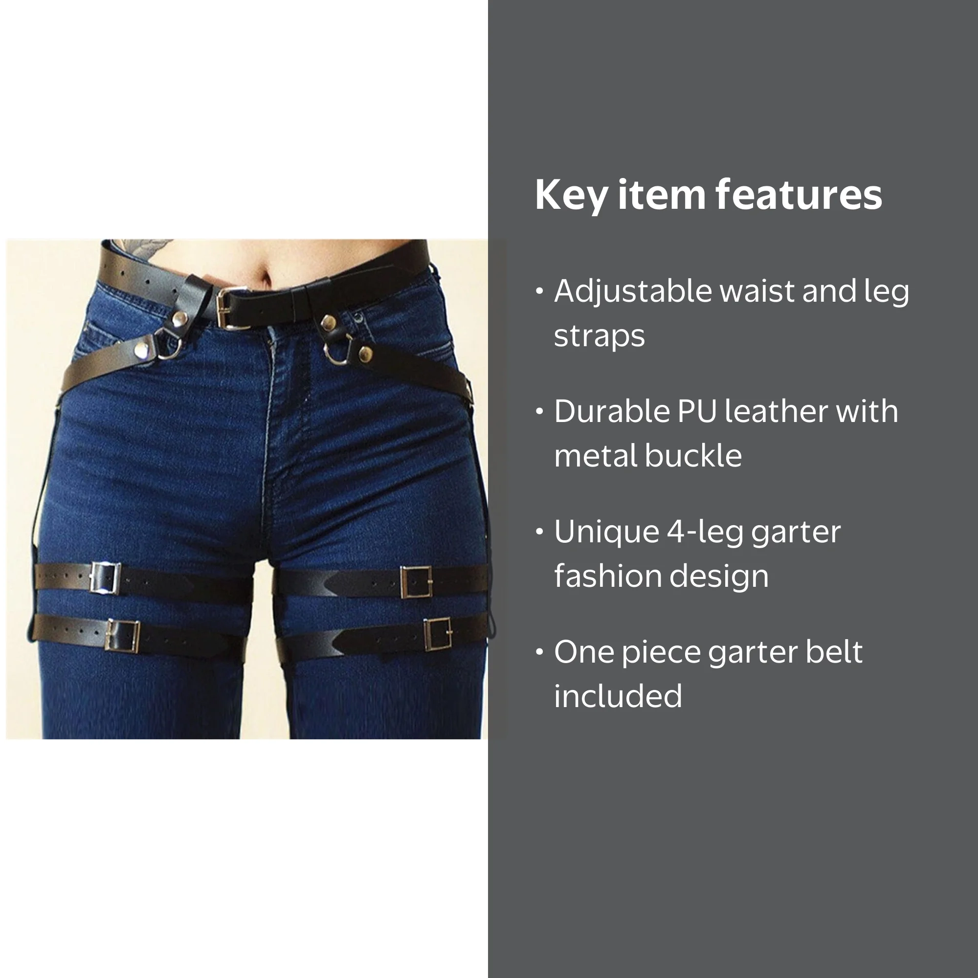 Leather Garter Adjustable Body Harness Waist Punk Leg Belt For