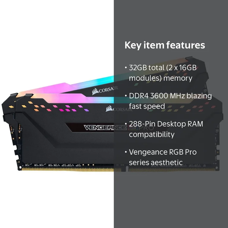 Corsair Vengeance Pro RGB Gaming 32GB Internal RAM DDR4 3600 PC4