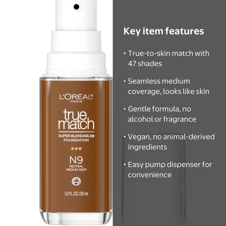 L'Oreal Paris True Match Cream Foundation N9 Neutral Medium Deep 1