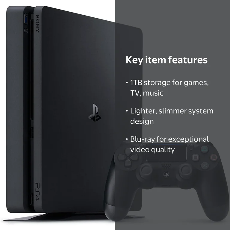 Sony, PlayStation 4 Slim Console, 1TB, Refurbished, Black