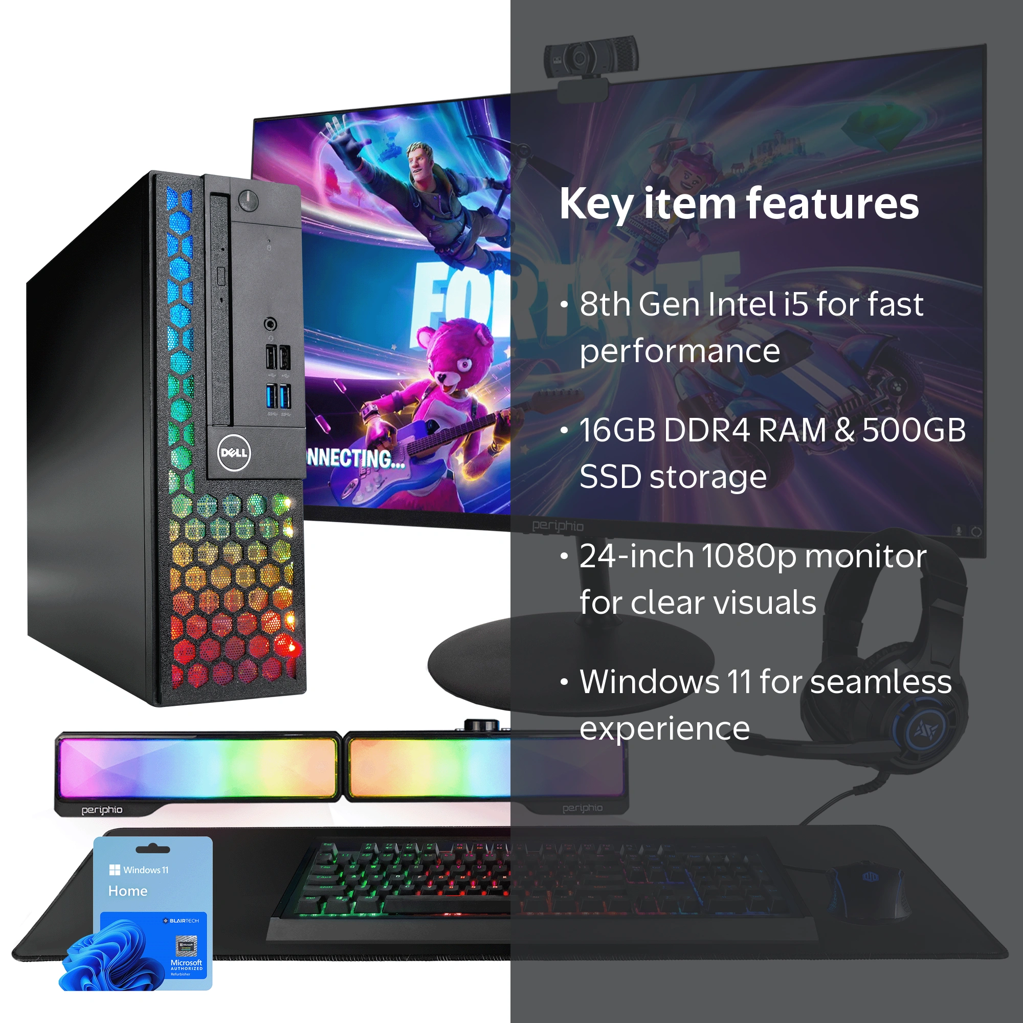 Dell Prebuilt RGB Gaming Desktop Bundle | Intel Core i5, 16GB RAM