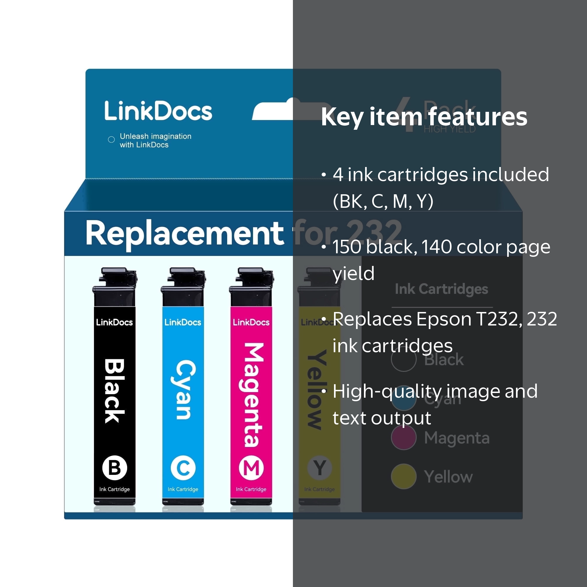 LinkDocs Ink Cartridge Replacement for Epson XP-4200 XP-4205 WF