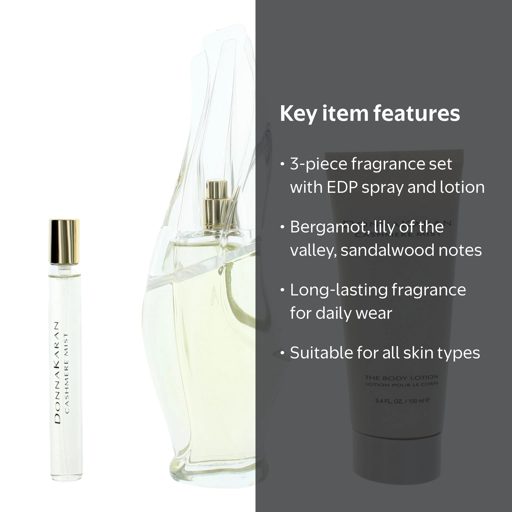 Donna Karan, Cashmere Mist 3 Pc Gift Set, 3.4oz EDP Spray