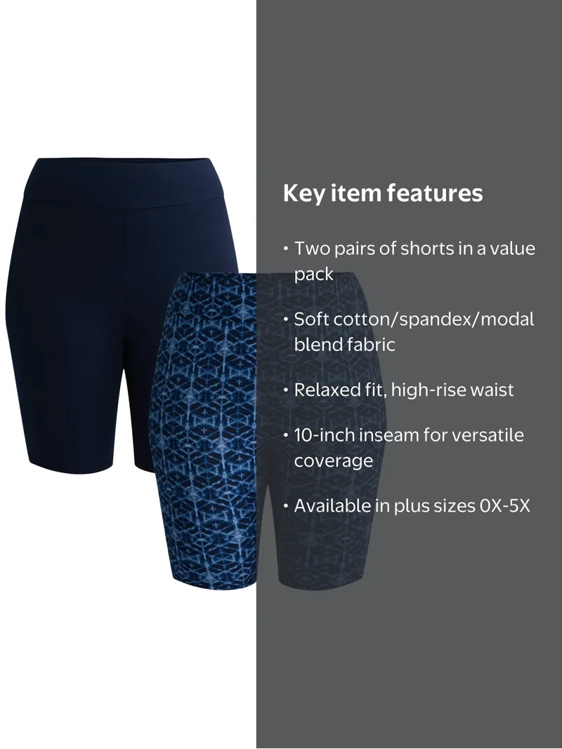 Terra & Sky Women's Plus Size Bike Shorts, 10