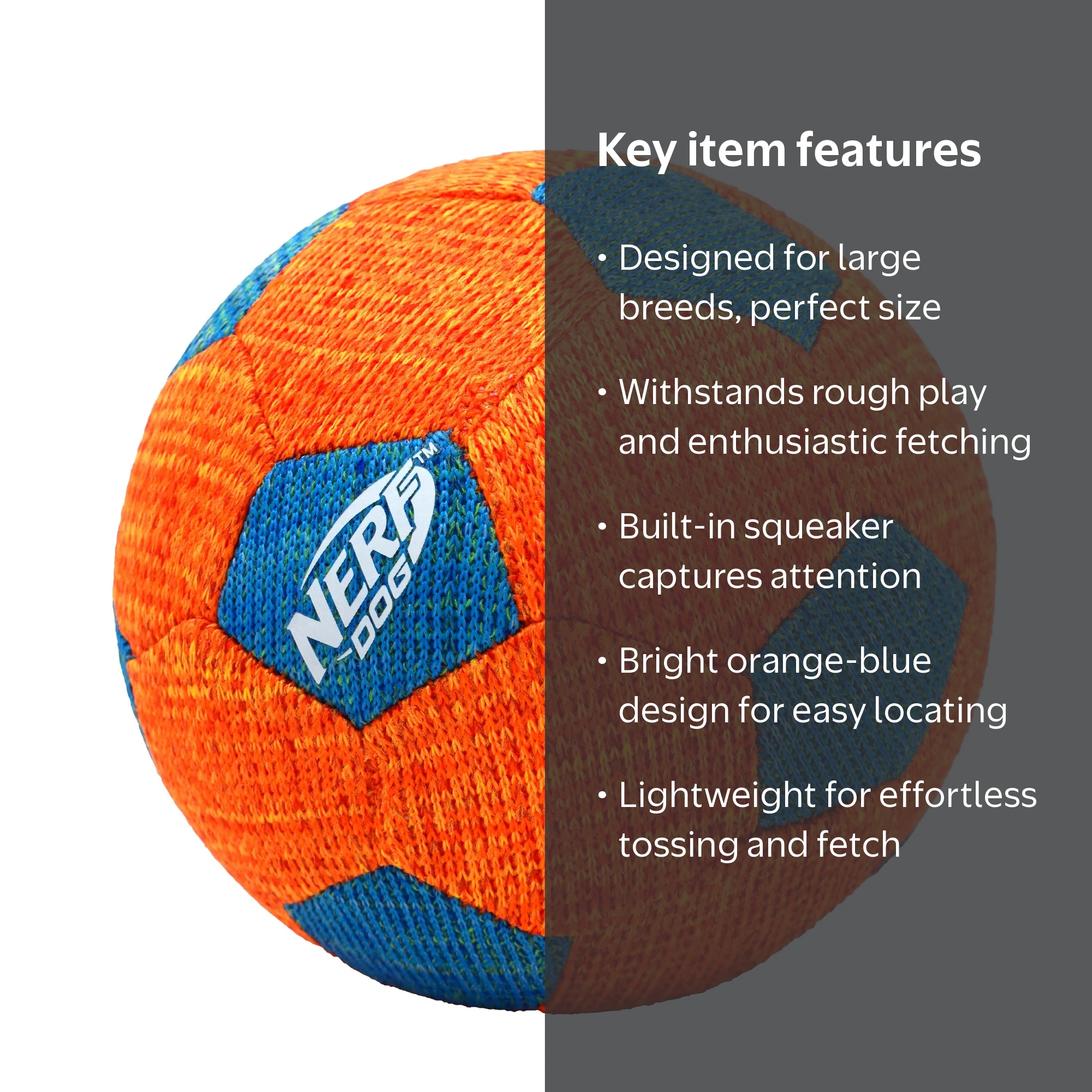 トイプー Nerf Dog X-Weave Squeak Soccer Ball for Large Dogs, Durable
