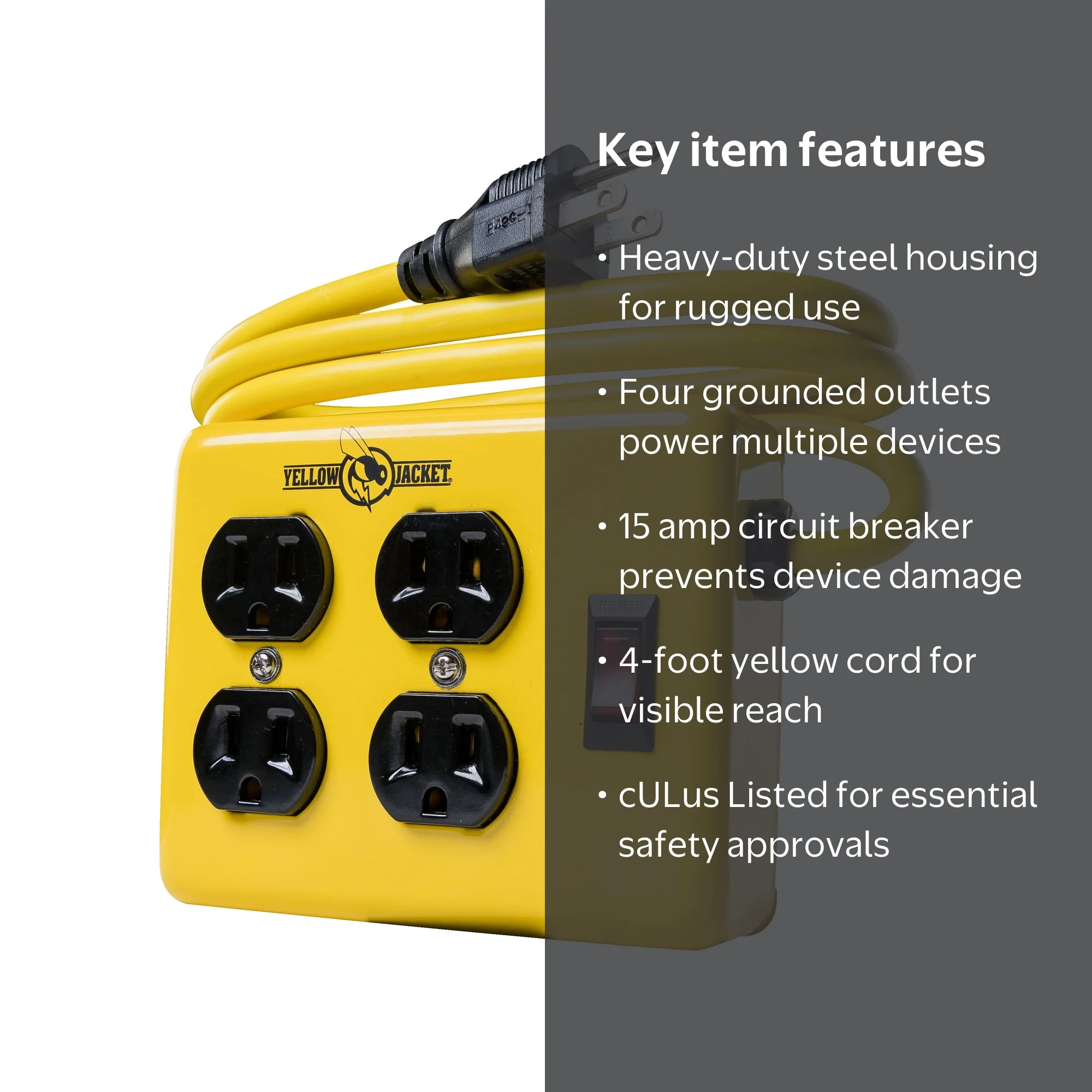 Yellow Jacket 2177N Metal Power Supply Adapter Block, 4 Outlets