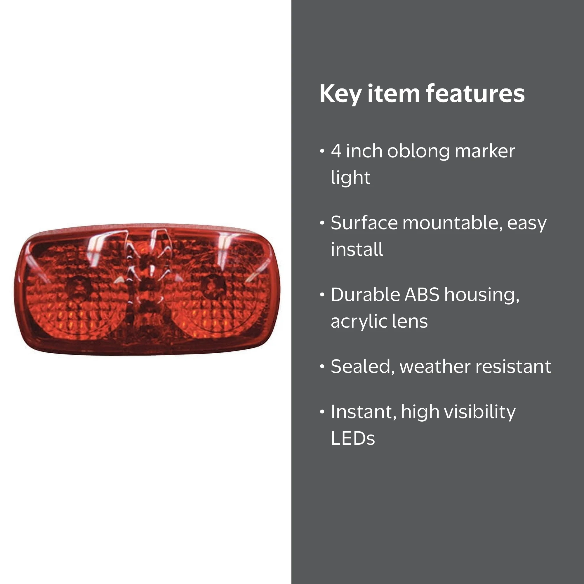 Hopkins Towing Solutions LED Multi Faceted Marker Light, Red, 4in
