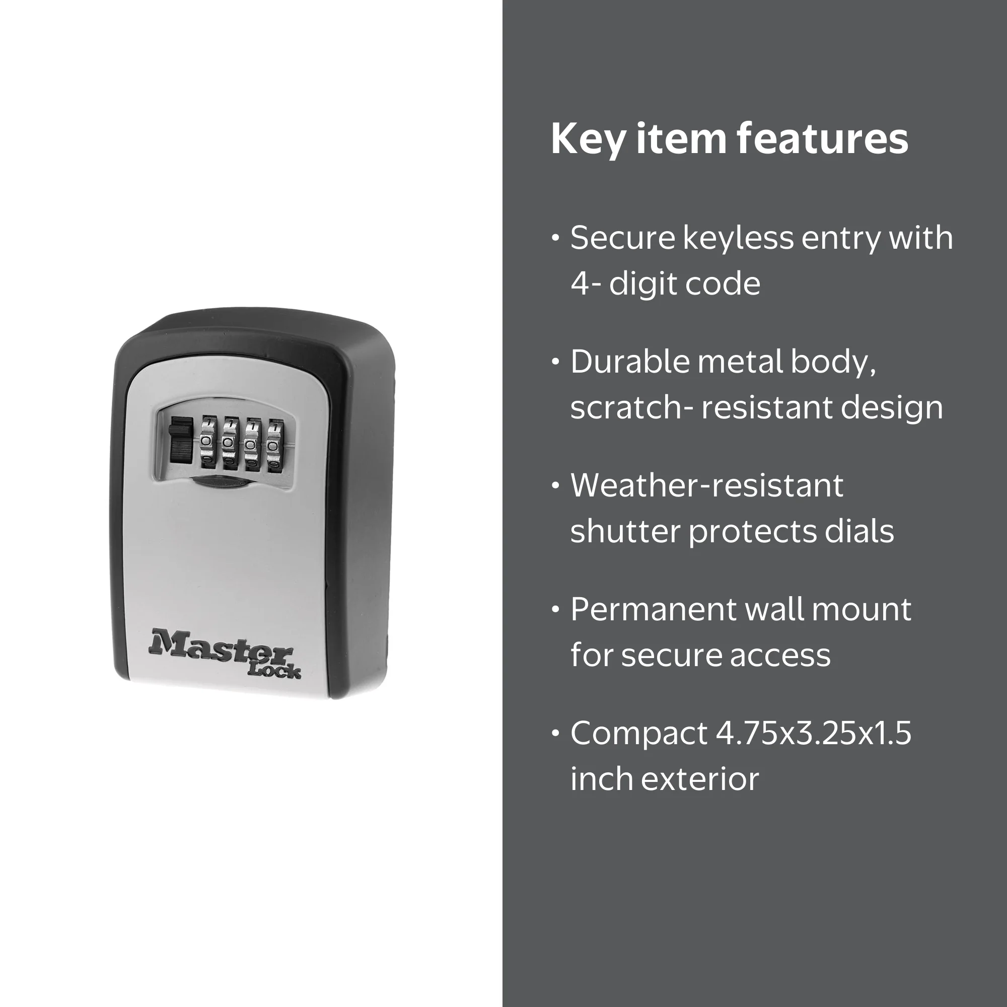 Master Lock 5401D Wall Mount Lock Box, Set Your Own 4-Digit
