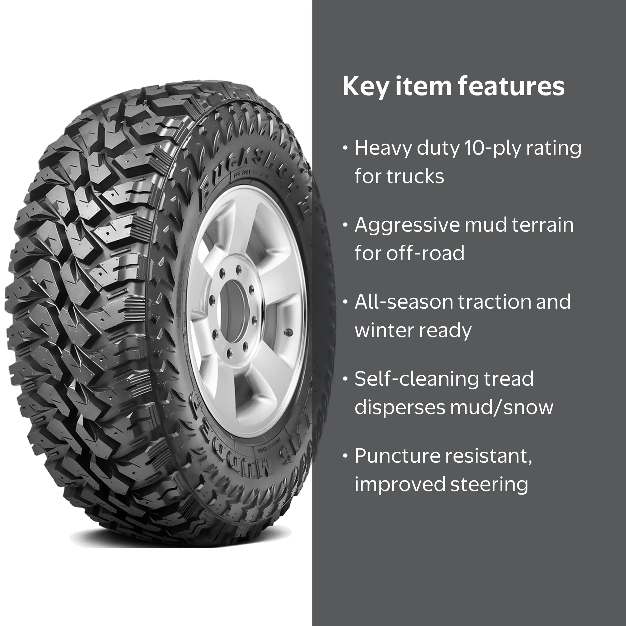 Maxxis Buckshot Mudder II MT-764, Truck Grip, LT 285/75R16, Load E