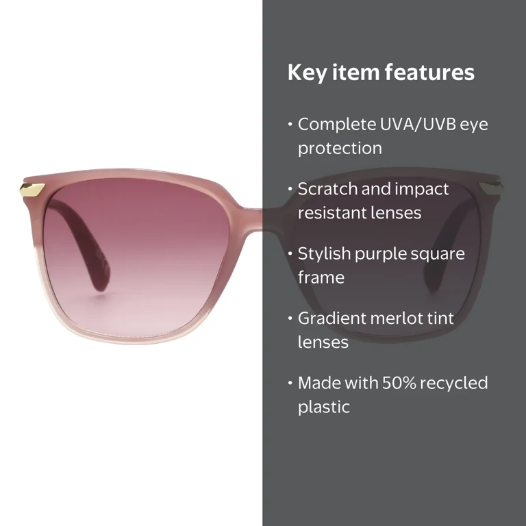 Foster Grant Women's Square Fashion Sunglasses Purple - Walmart.com