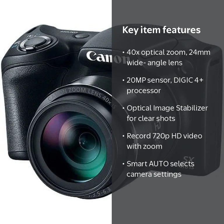 Canon PowerShot SX410 IS - 20MP Digital Camera, 40x Zoom, Point