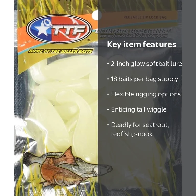 Texas Tackle Factory 2 Shad Killer Softbait - Glow - 18 Baits
