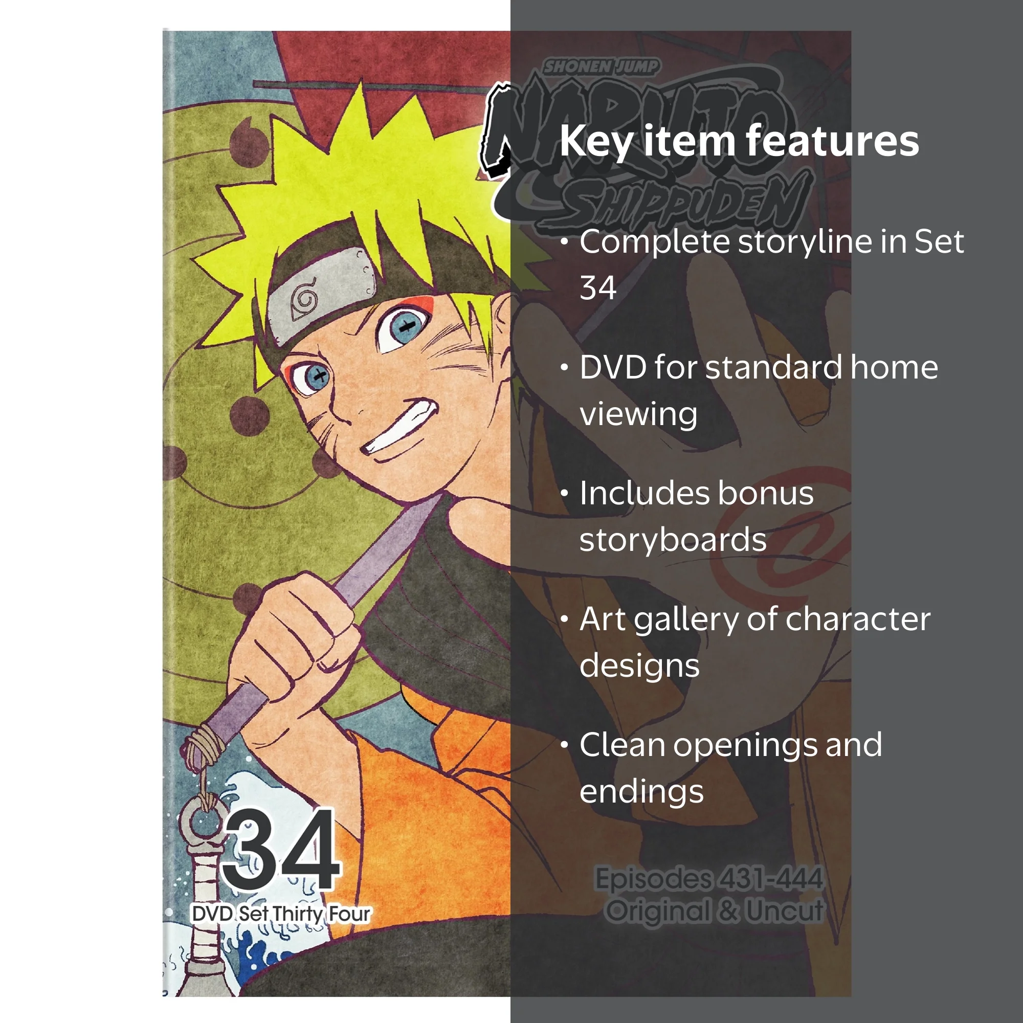 NARUTO DVDセット Naruto Shippuden Uncut Set 34 (DVD) - Walmart.com