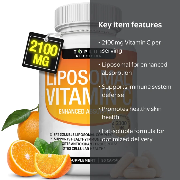 Toplux Liposomal Vitamin C 2100mg Immune Support Supplement High