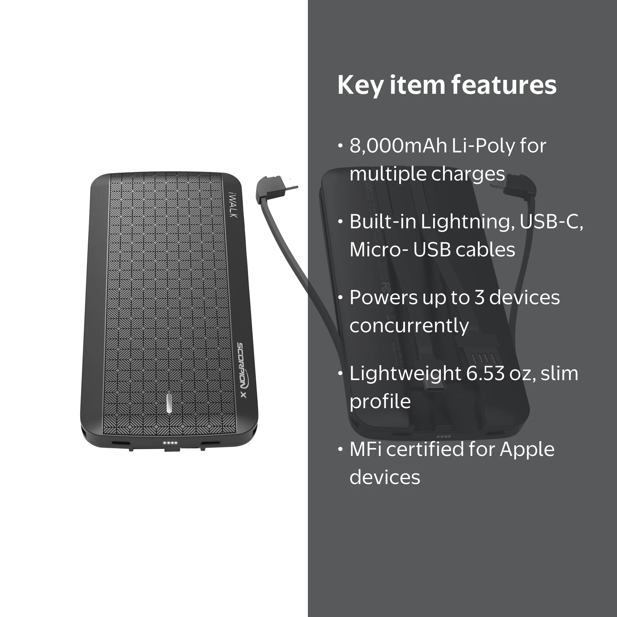 iWalk Scorpion 8000X Power Bank - Portable Charger for Phones