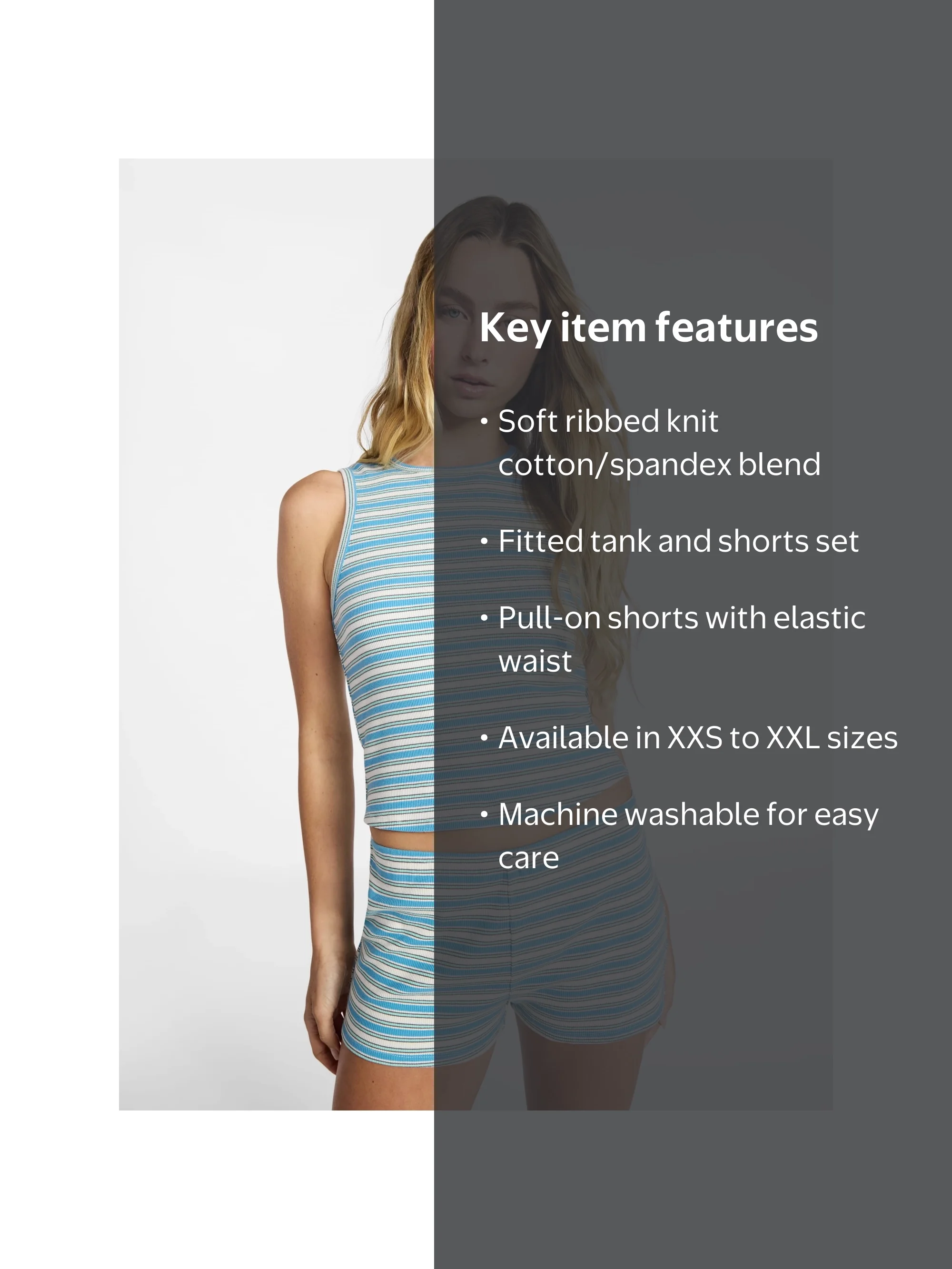 No Boundaries Striped Tank and Shorts Set, 2-Piece, Women's XXS
