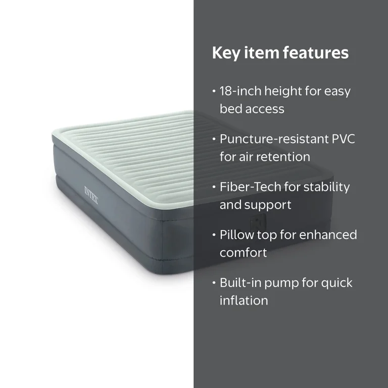 Intex 18in Queen PremAire I Elevated Inflatable Air Mattress with