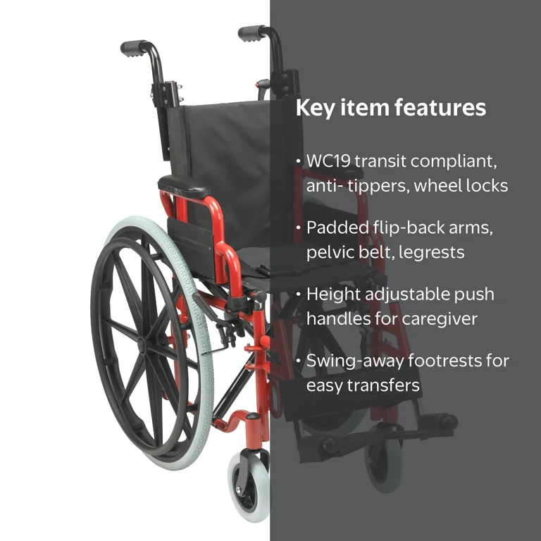 Drive Wallaby Pediatric Folding Wheelchair, 12