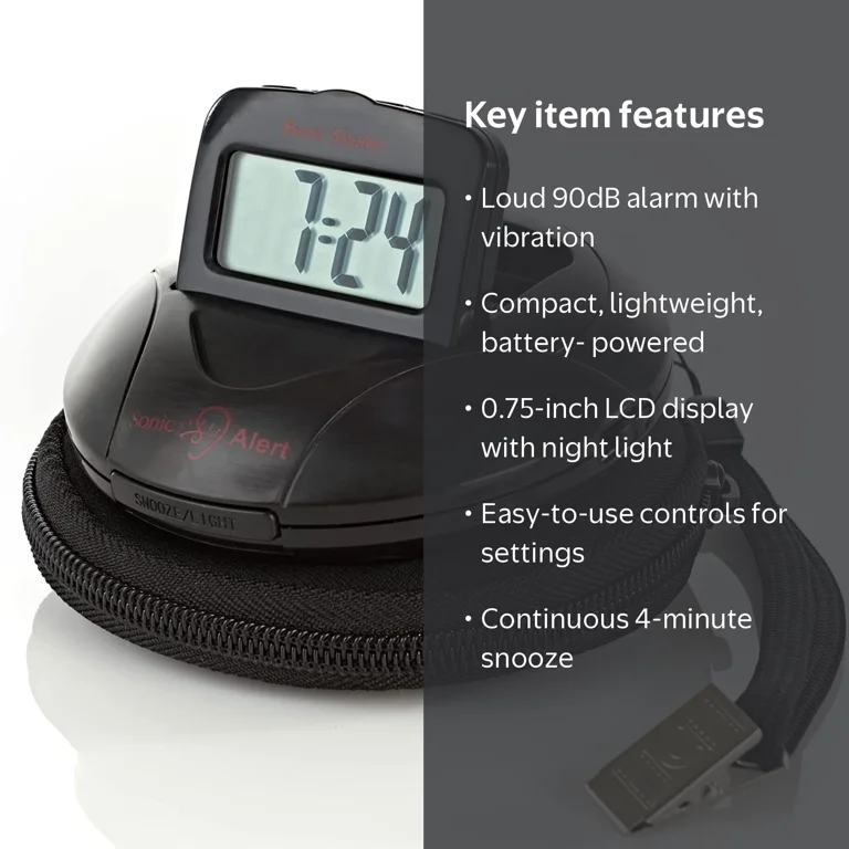 Sonic Alert Vibrating Shaker - Super Loud Portable Digital Alarm