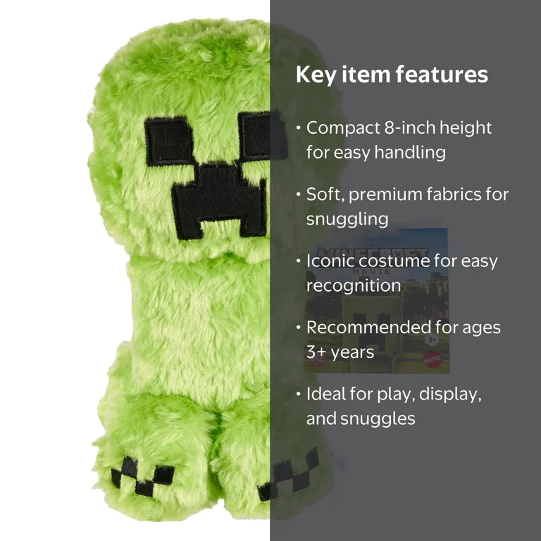 Minecraft, Creeper Plush Toy, 8-inch, Inspired by A Minecraft