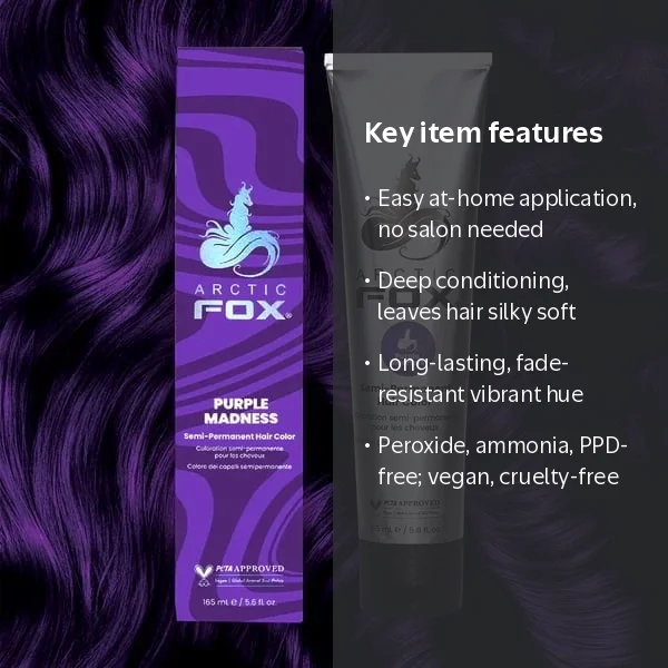 Arctic Fox, Hair Dye, Semi-Permanent, 5.6 fl oz, Dark Purple