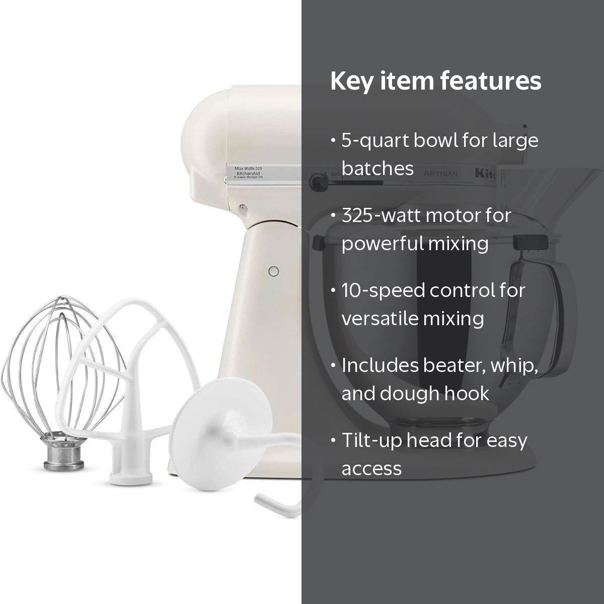 KitchenAid, Stand Mixer, Porcelain White, 5 Qt, 10-Speed - Walmart.com