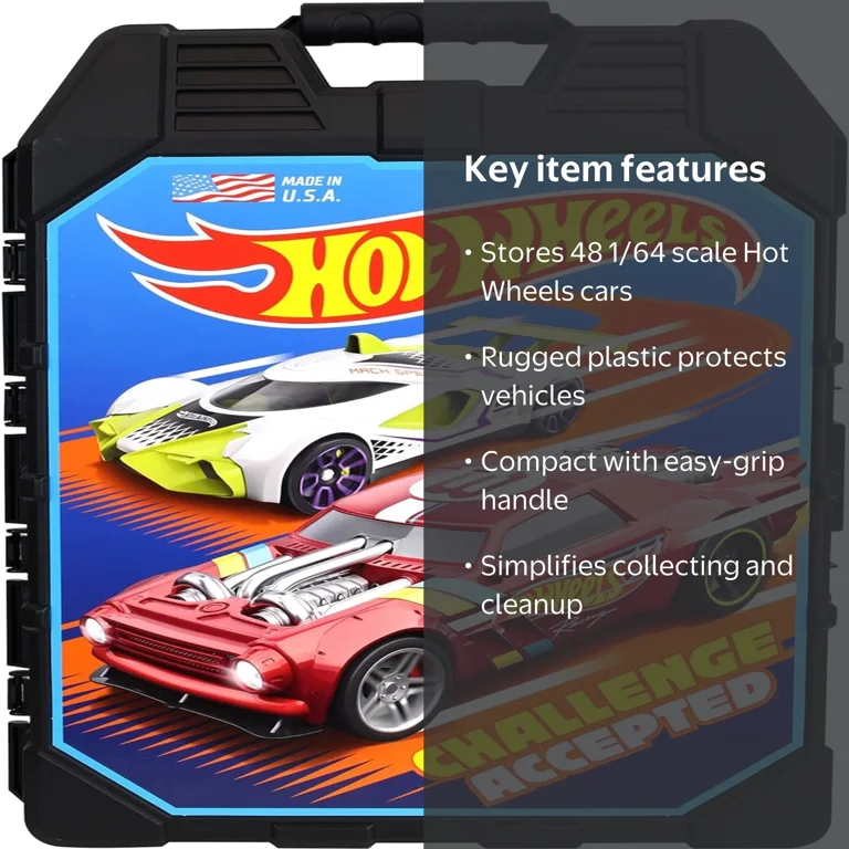 Hot Wheels ホットウィール 48台＋収納ケース Hot Wheels, 48 Cart Storage Case, Easy Grip Carrying Case, Ages 3+