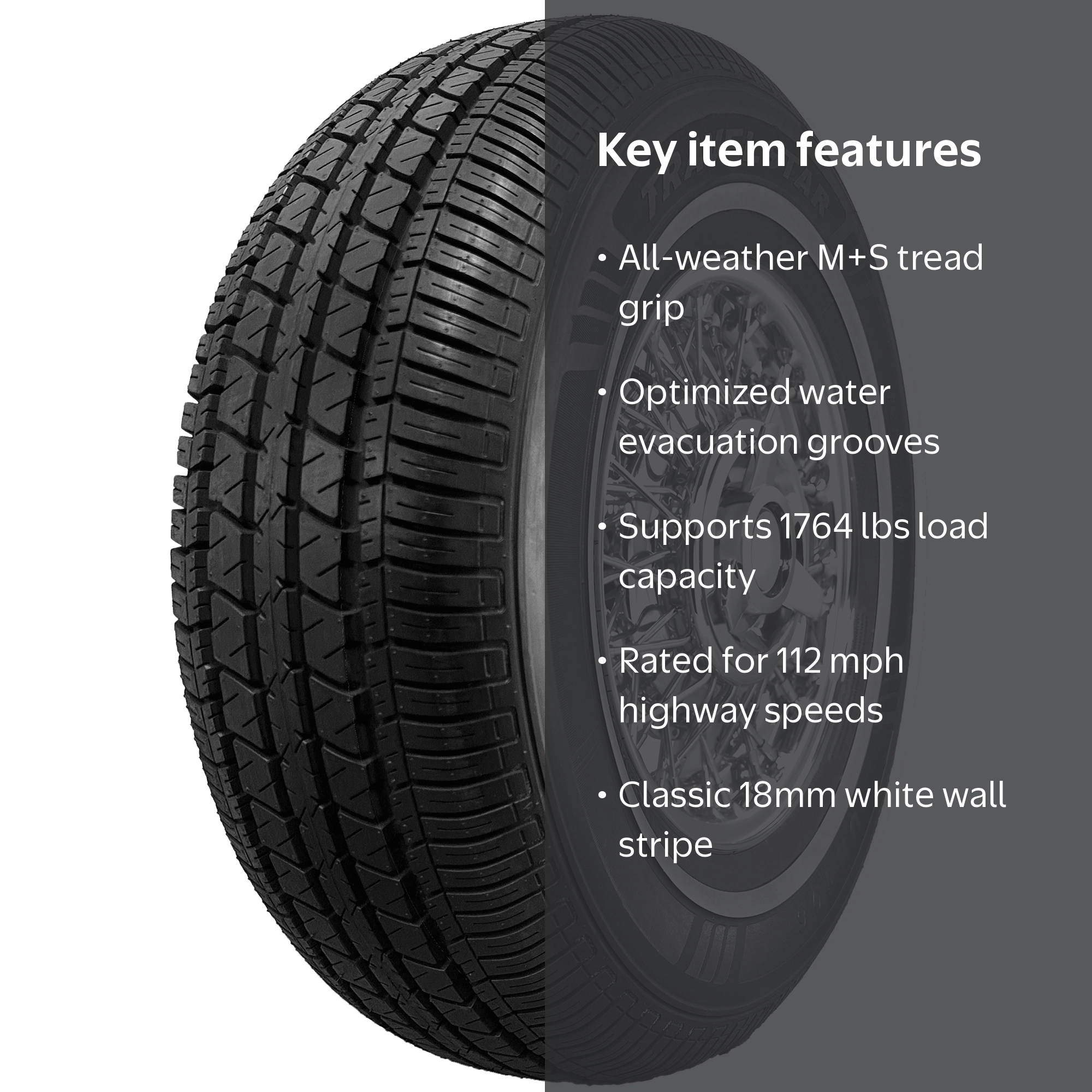 Travelstar, Passenger Tire, All Season 215/75R15, White Wall