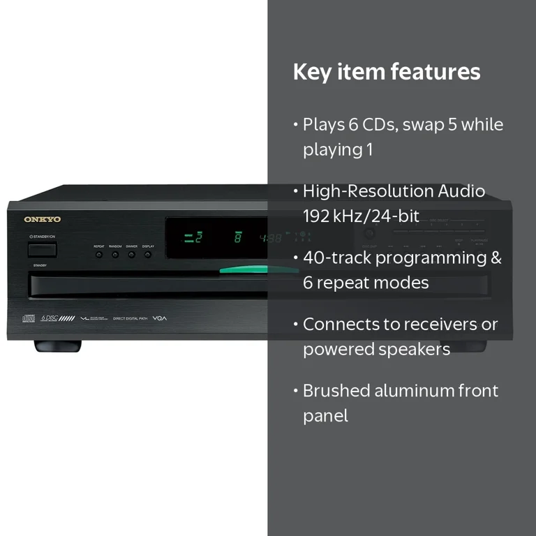 Onkyo, CD Carousel Changer, 6-Disc, Black, 40-Track Programming Onkyo, CD Carousel Changer, 6-Disc, Black, 40-Track Programming
