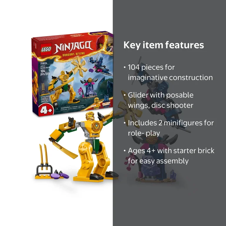 LEGO, NINJAGO Arin's Battle Mech, 71804, Ninja Toy Set for Kids