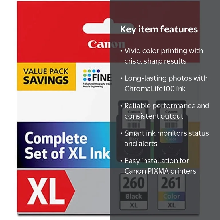 Canon PG-260 XL Black Ink Cartridge (3706C001) + CL-261 - Walmart.com