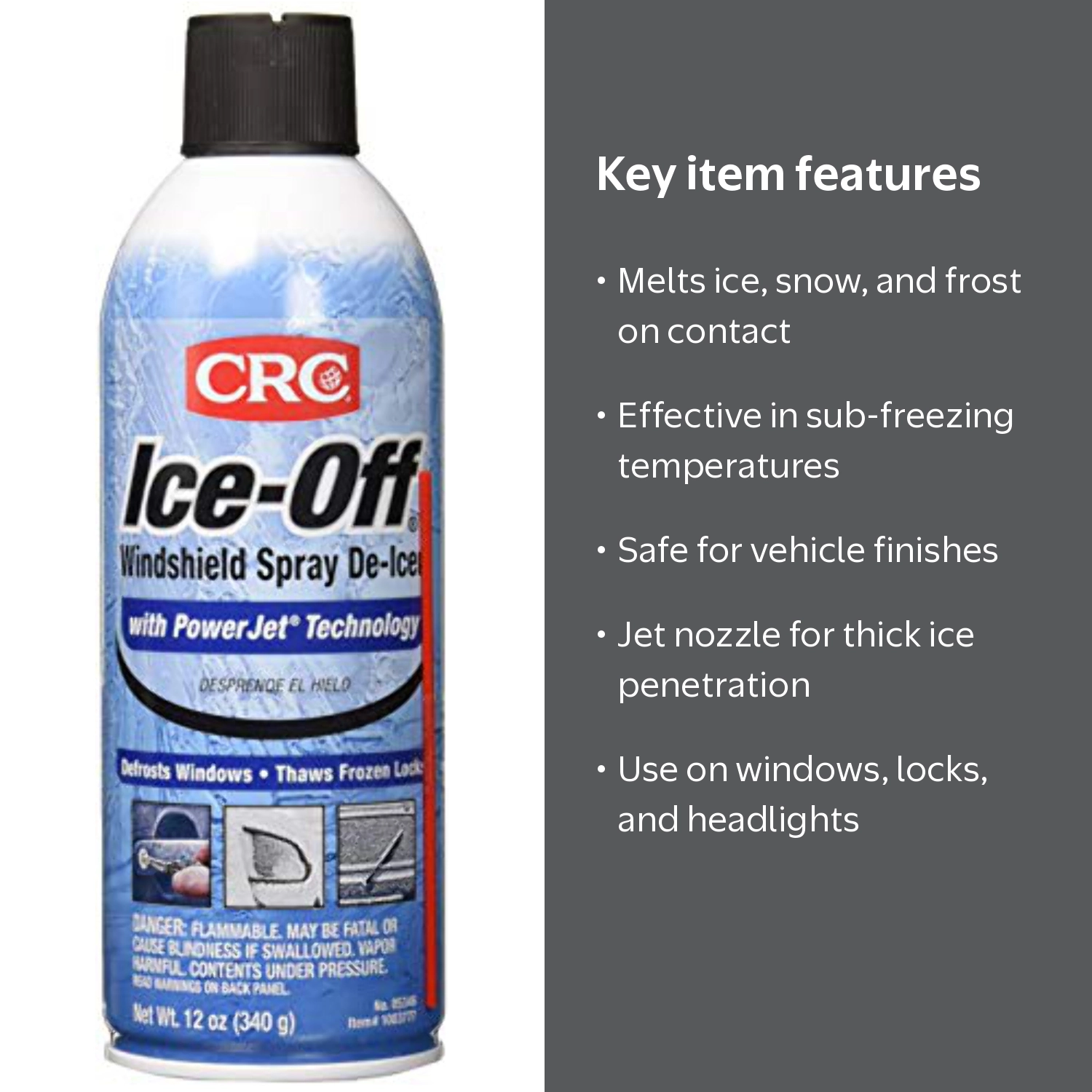 CRC 05346 Ice-Off Windshield De-Icer, 12 Wt Oz (3pk), Melts ice