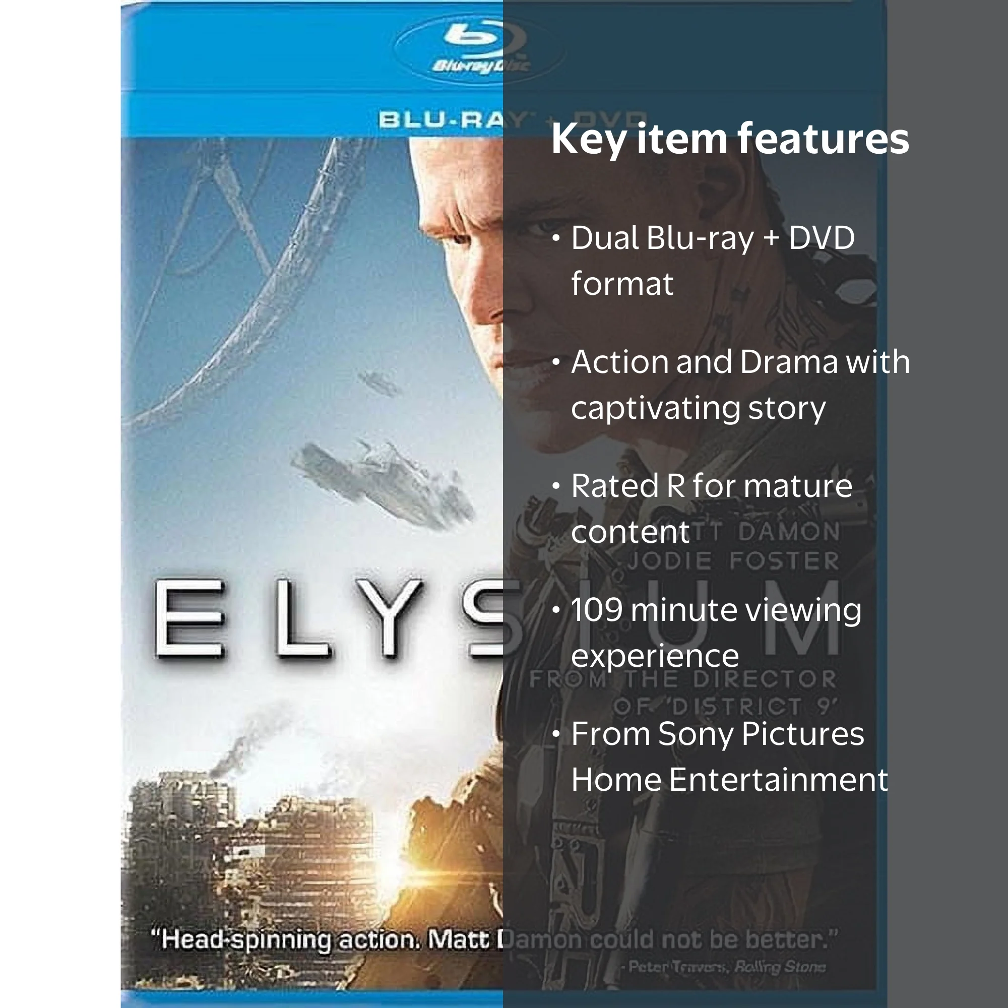 Elysium (Blu-ray + DVD Sony Pictures) - Walmart.com