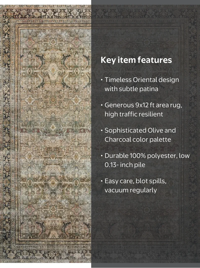 ララルル Loloi II Layla Traditional 9'x12' Area Rug, Distressed Olive