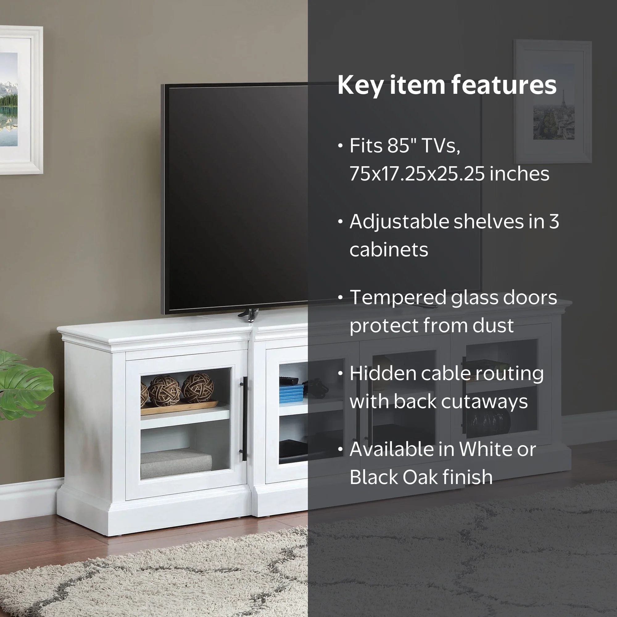 Whalen Rowan Low Profile TV Stand for TV up to 85