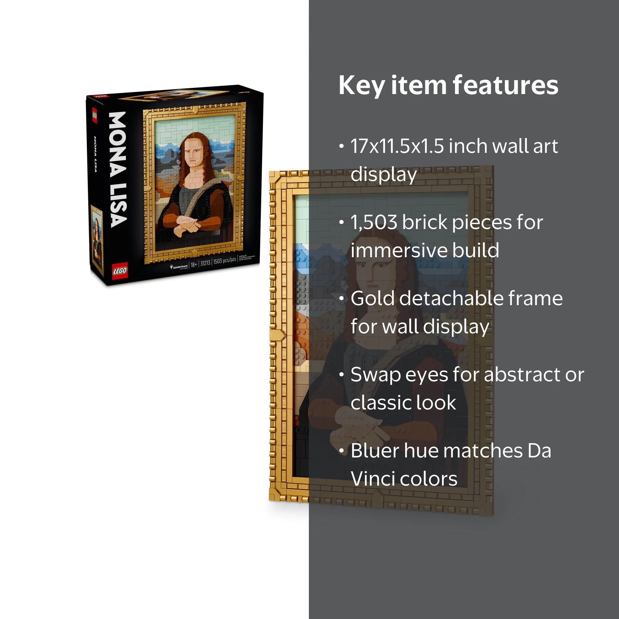 LEGO, Art Mona Lisa Building Set, 31213, Wall Display Gift for