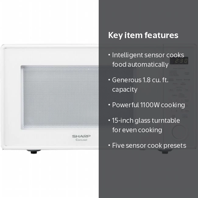 Sharp R559YW Carousel Countertop Microwave Oven 1.8 cu. ft. 1100W