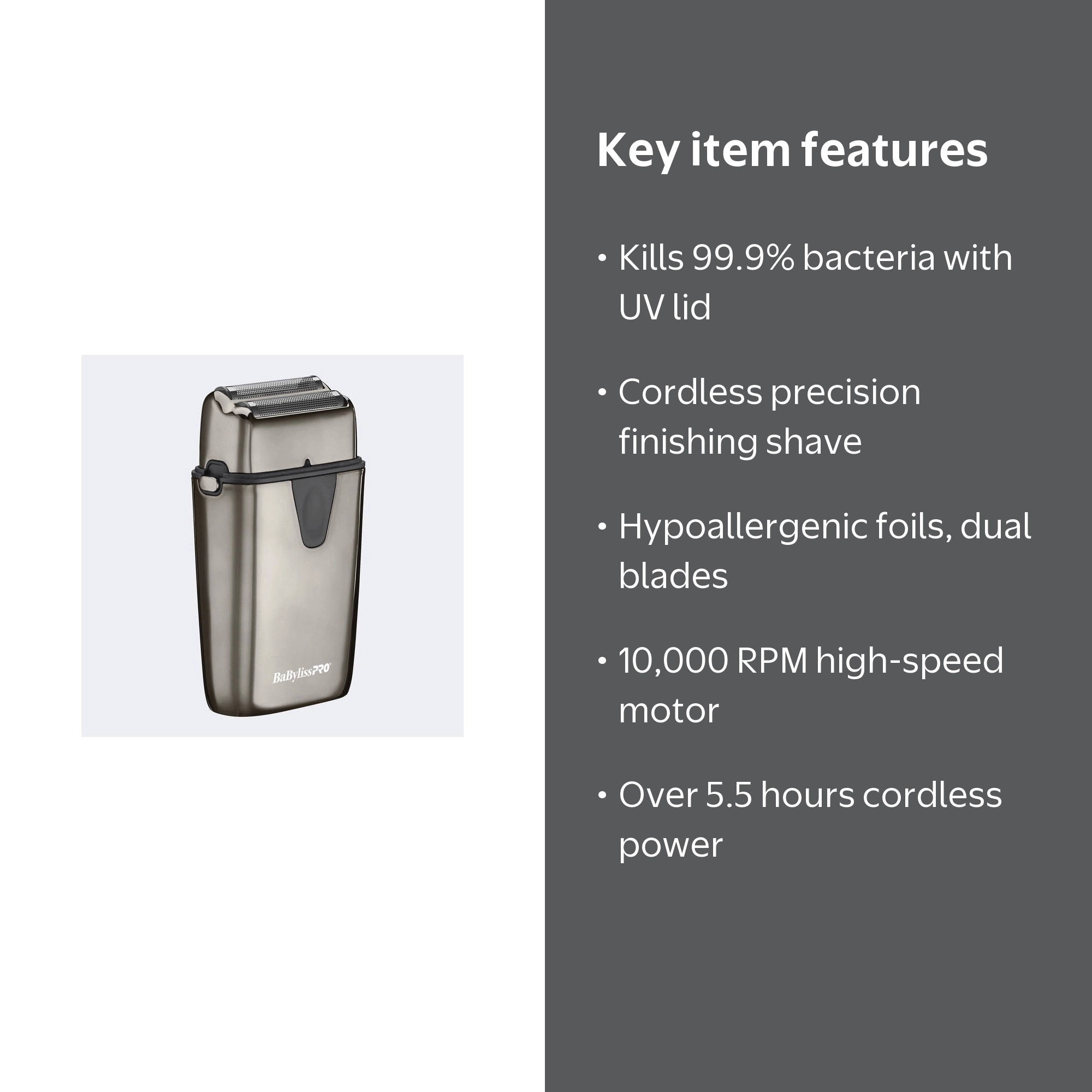 BaBylissPRO UV-Disinfecting Cordless Double-Foil Shaver - Walmart.com
