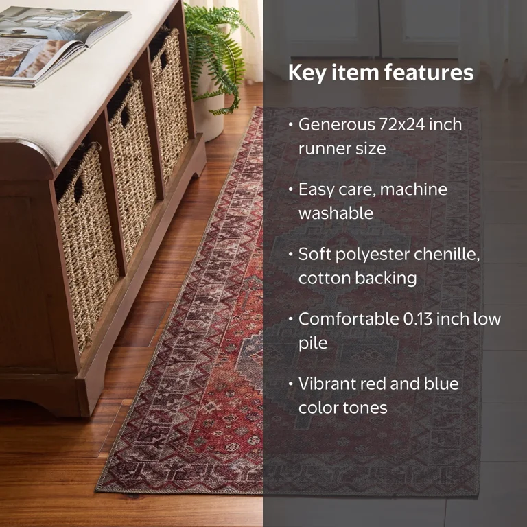 SAFAVIEH Vintage Serapi Nita Medallion Machine Washable Runner Rug